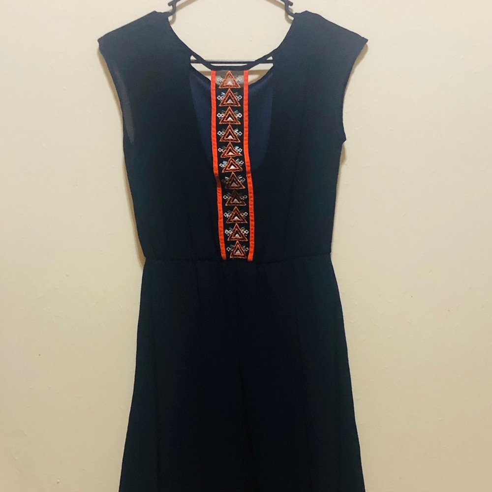 Francesca’s Navy Blue Dress w/ Embroidered Back